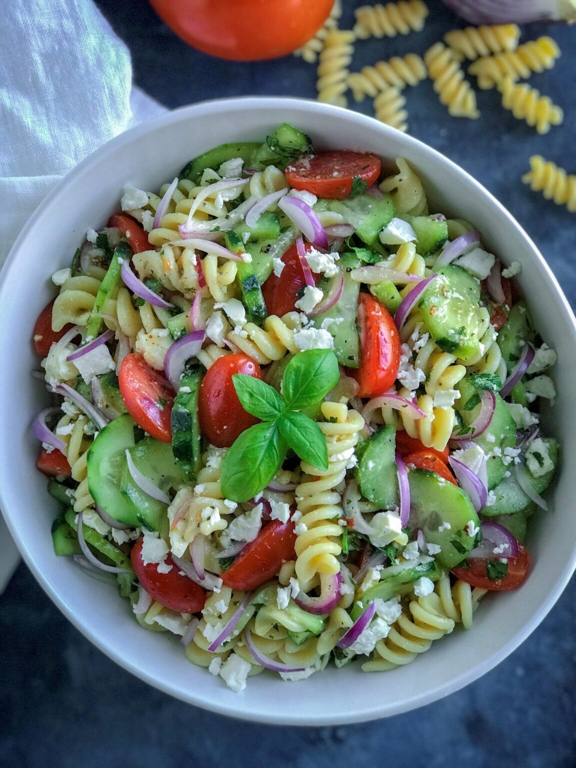 Greek Pasta Salad Recipe With Lemon Vinaigrette Cookin With Mima 9829