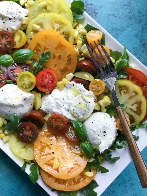 Delicious and Colorful Tomato and Burrata Spring Salad