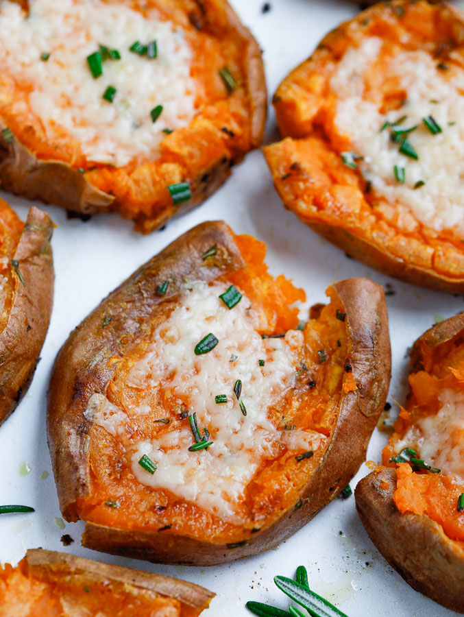 Smashed Sweet Potatoes With Herbs and Garlic – Cookin' with Mima