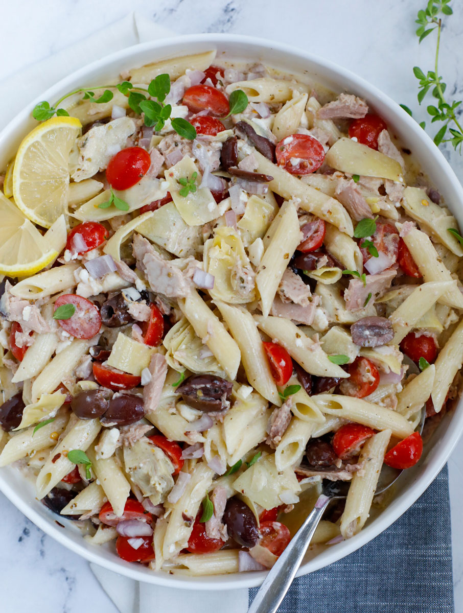 Greek Tuna Pasta Salad Recipe – Cookin' with Mima