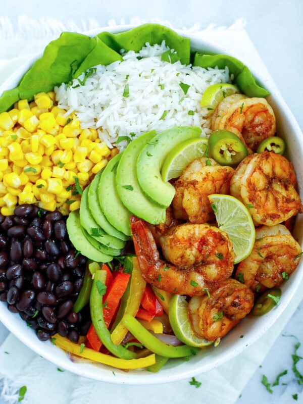 top down shot of the chipotle shrimp bowl