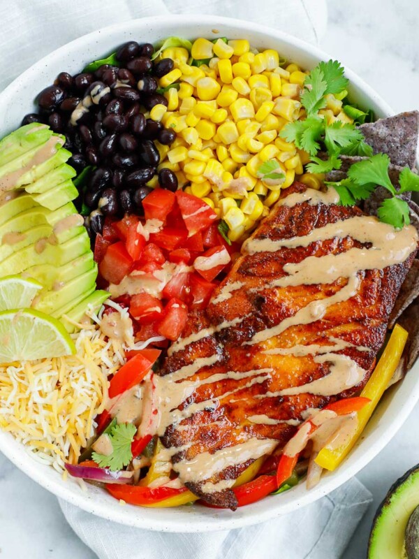 top down shot of the spicy salmon salad