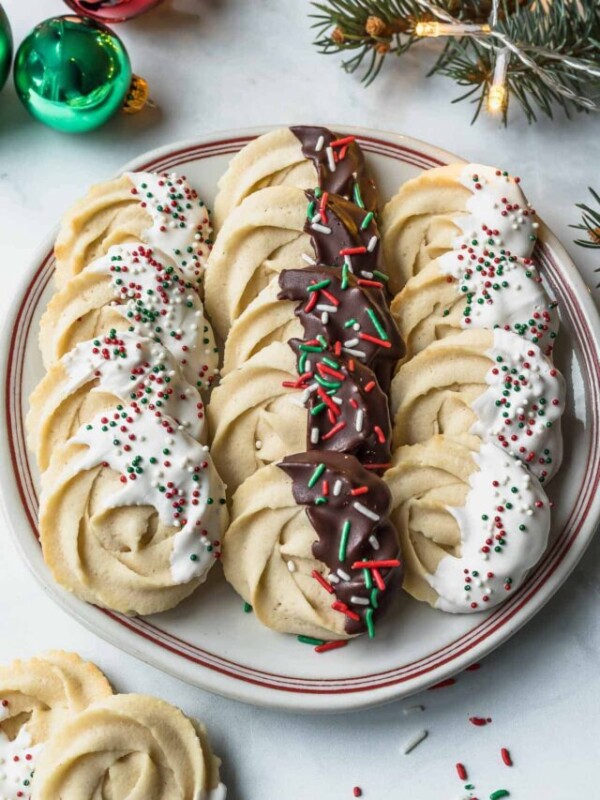 variation of danish butter cookies in a white plate