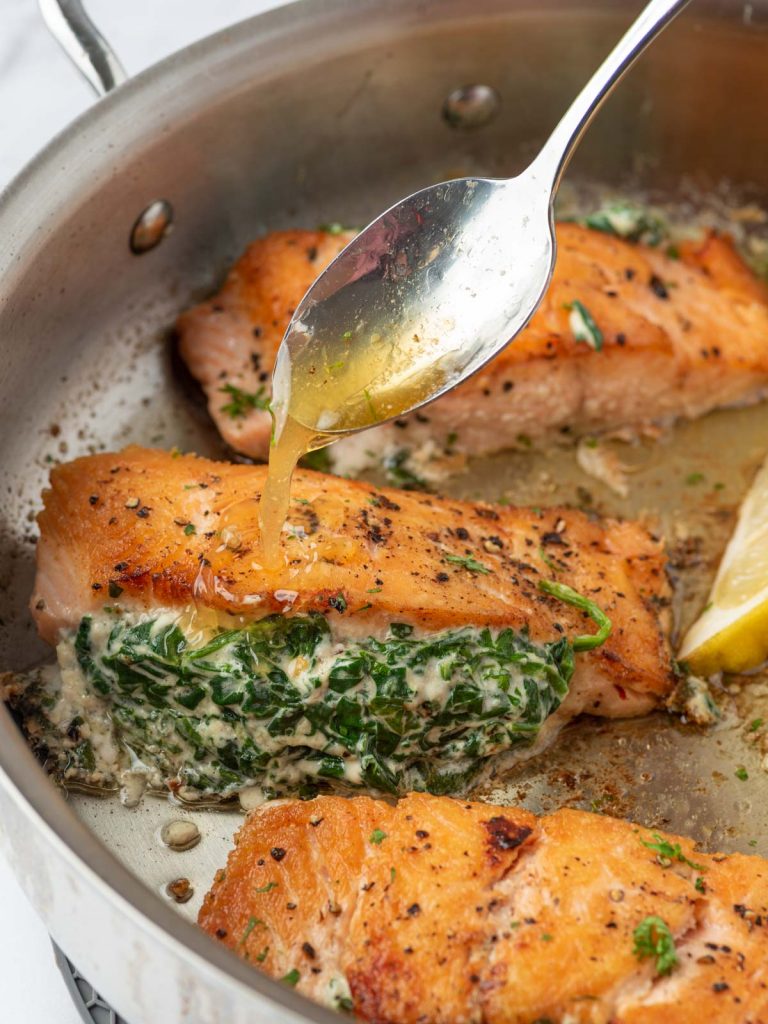 Creamy Spinach Stuffed Salmon Recipe – Cookin' With Mima