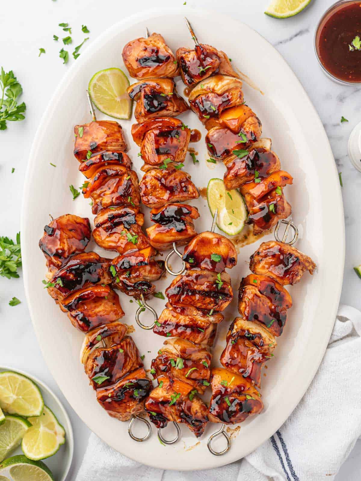 Grilled Honey, Lime & Sriracha Chicken Skewers