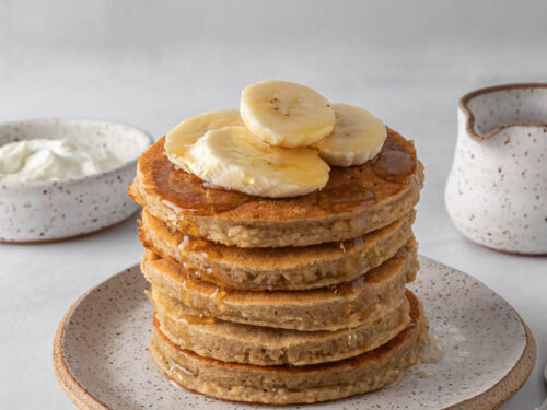 Healthy Banana Pancakes with Protein - Haute & Healthy Living