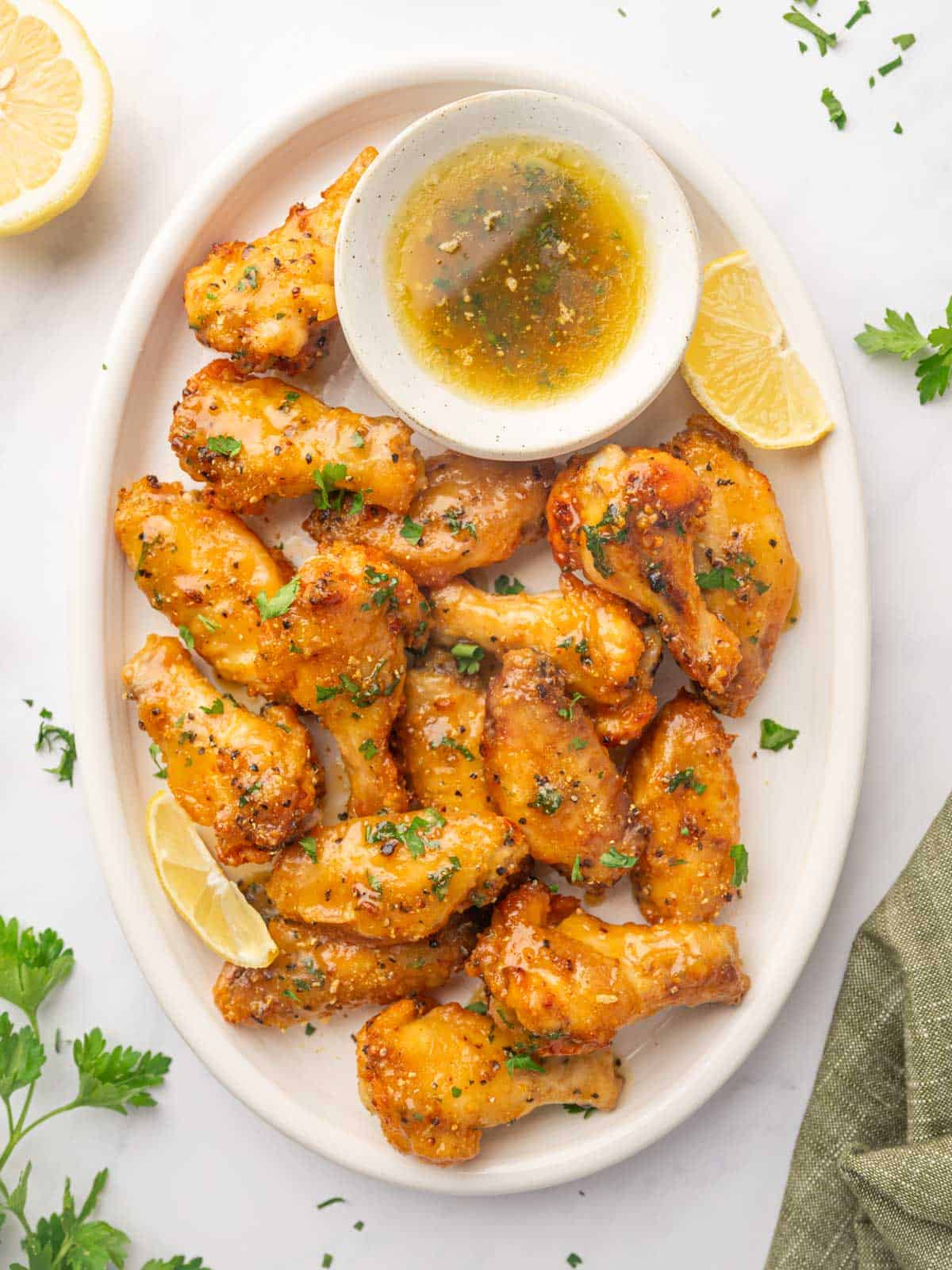 A platter of Honey Lemon Pepper Wings