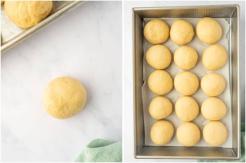 Top down shot of buns before baking.