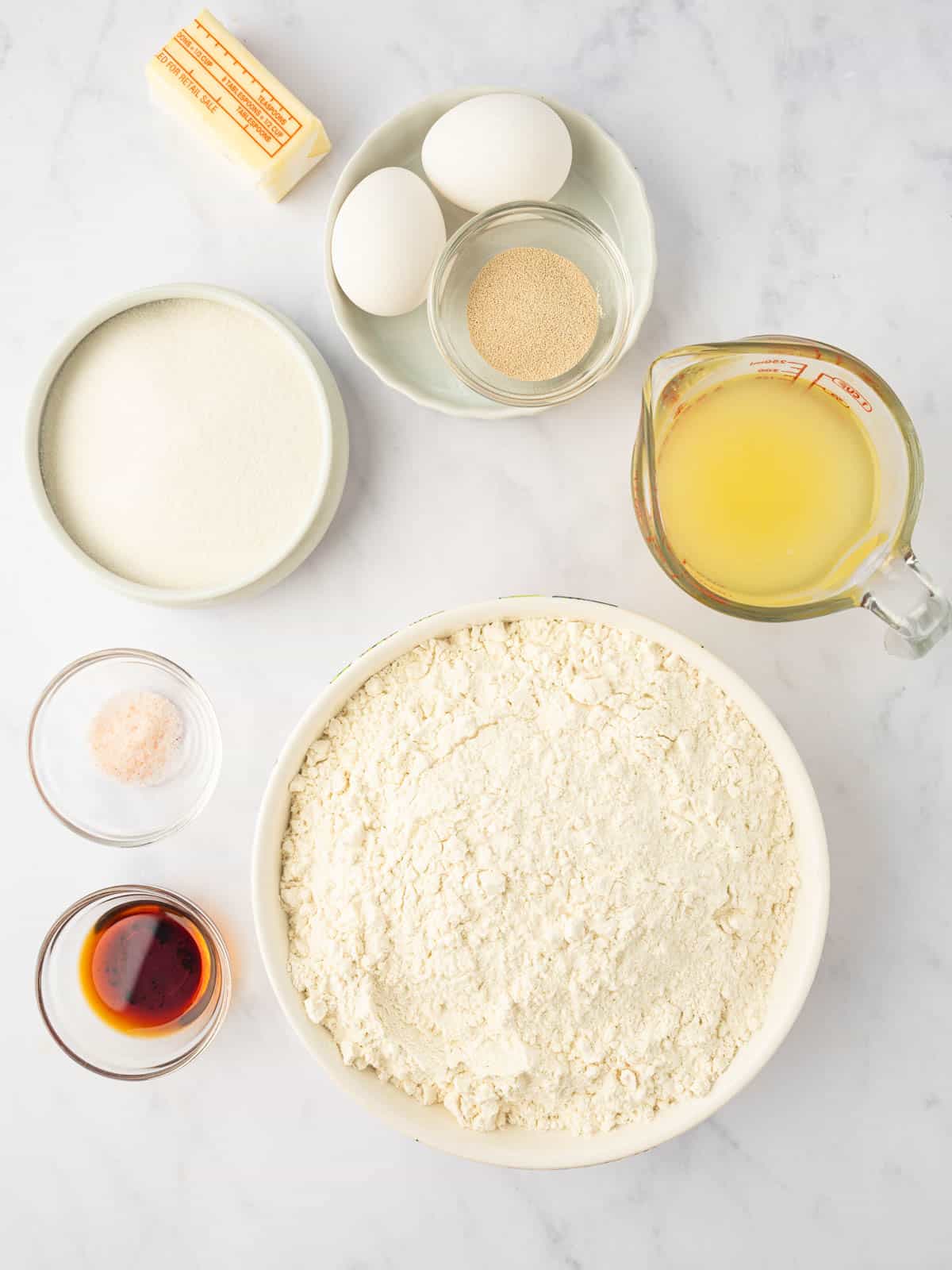 Ingredients for sweet hawaiian rolls recipe.